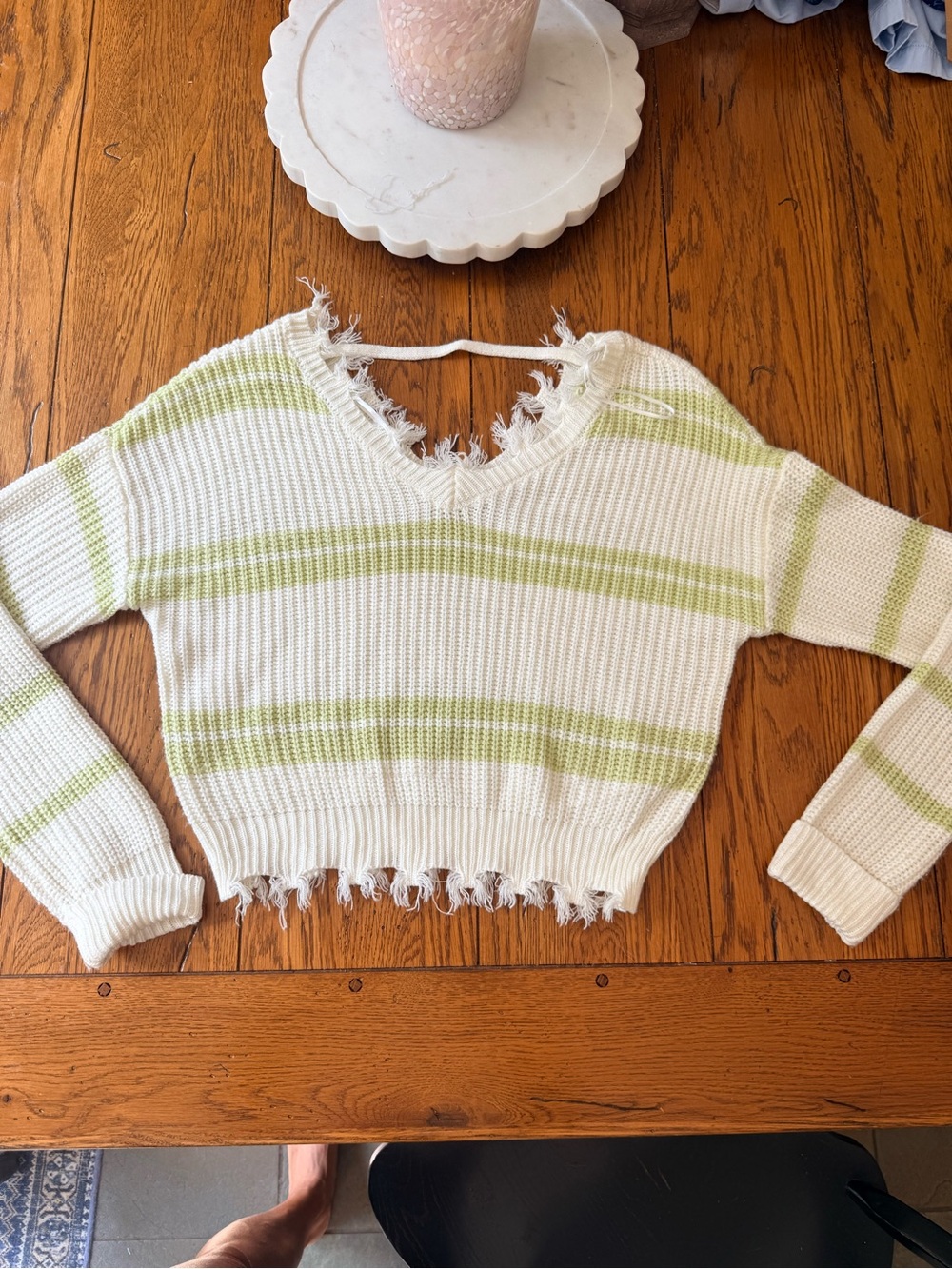 Cloud Chaser Cream Fringed Knit Top